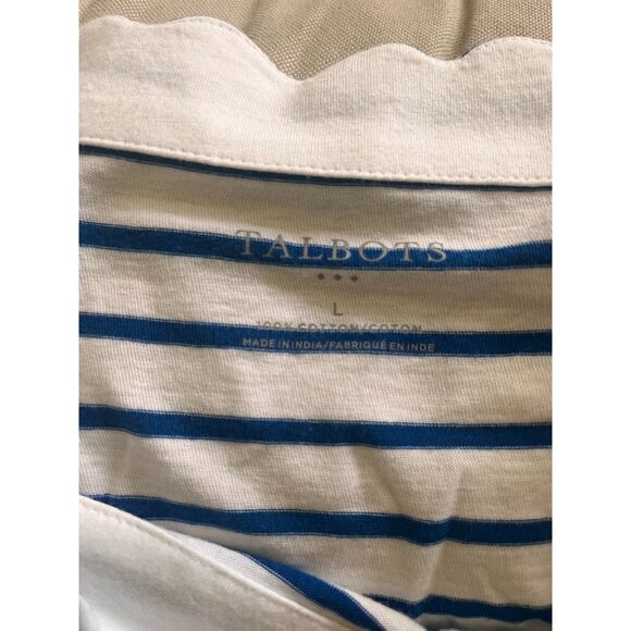 Talbots Striped Scallop Neck TShirt - Large - Picture 3 of 3